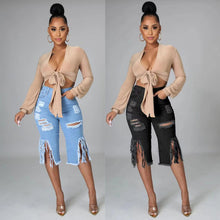 Load image into Gallery viewer, Hot tassel hole elastic jeans AY1899