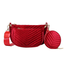 Load image into Gallery viewer, Fashion velvet embroidery diagonal bag three-piece set(AB2058)