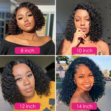 Load image into Gallery viewer, Human hair T-shaped lace bob curly wave wigs(AH5029)