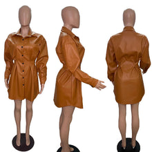 Load image into Gallery viewer, Pleated waist PU windbreaker jacket(AY1468)