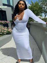 Load image into Gallery viewer, Deep V-neck Slim Sexy Long Sleeve Long Dress(AY1257)