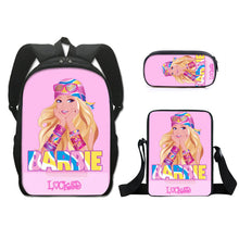 Load image into Gallery viewer, Barbie printed backpack three piece set AB2135
