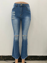 Load image into Gallery viewer, fashion distressed elastic flare jeans AY3167
