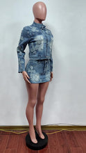 Load image into Gallery viewer, Denim embroidered short skirt jacket set AY3321
