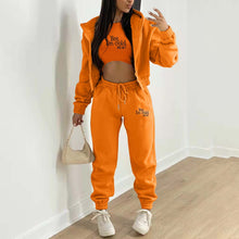 Load image into Gallery viewer, Fashion hooded letter printed plush sweater three piece set AY3208
