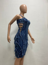 Load image into Gallery viewer, Stretch denim patchwork dress AY3094
