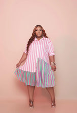 Load image into Gallery viewer, Patchwork striped shirt dress AY3084
