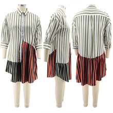 Load image into Gallery viewer, Patchwork striped shirt dress AY3084
