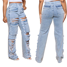 Load image into Gallery viewer, Wide leg torn jeans casual pants AY3153
