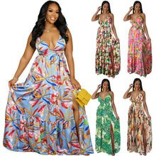 Load image into Gallery viewer, Printed drawstring long dress AY2931
