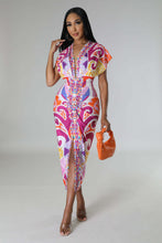 Load image into Gallery viewer, V-neck tight fitting dress with ethnic style slit and pleated positioning dress AY3007
