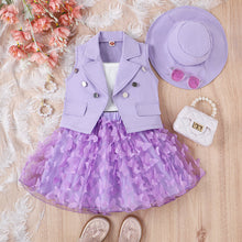 Load image into Gallery viewer, c=Children&#39;s vest, T-shirt, hat, skirt, four piece set AY3097

