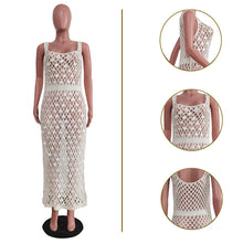 Load image into Gallery viewer, Sexy hollow out handmade knitted sequin vest beach skirt AY2963
