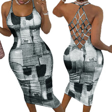 Load image into Gallery viewer, Imitation denim printed mesh dress AY2928
