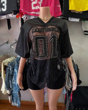 Load image into Gallery viewer, Printed loose casual street perspective sexy lace patchwork T-shirt short-sleeved top
