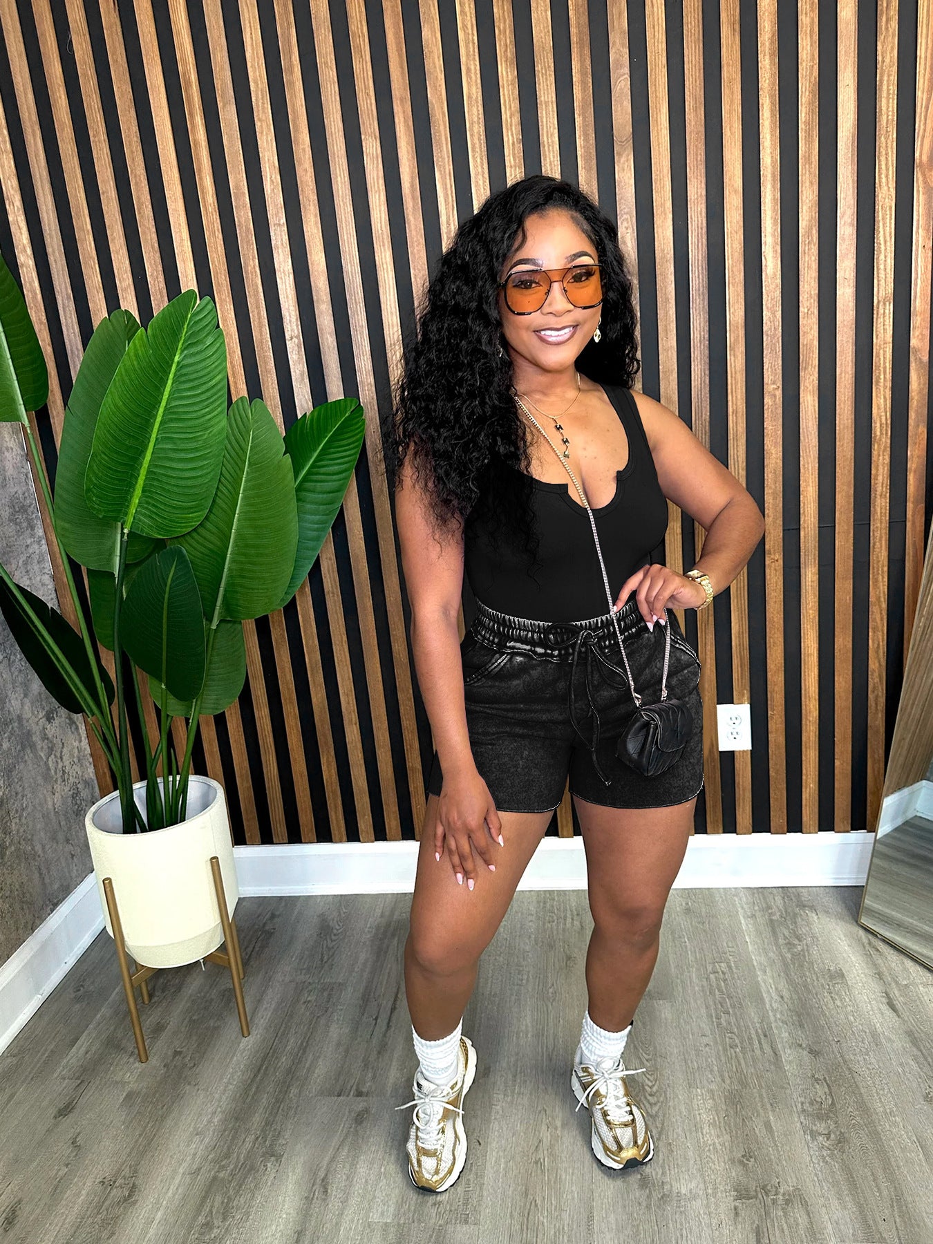 Sexy solid color shorts two-piece set AY3650