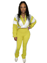 Load image into Gallery viewer, Spliced contrast color sports casual two-piece trouser suit
