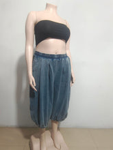 Load image into Gallery viewer, Casual jeans elastic waist straight wide leg cropped trousers AY3658
