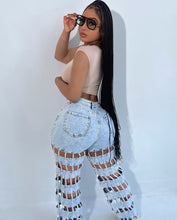 Load image into Gallery viewer, New street fashion hollow high waist straight pants AY3656

