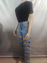 Load image into Gallery viewer, New street fashion hollow high waist straight pants AY3656
