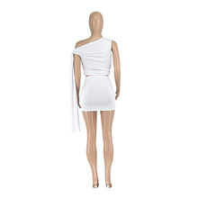 Load image into Gallery viewer, Casual fashion women&#39;s off-shoulder strap solid color short skirt suit
