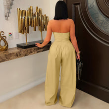 Load image into Gallery viewer, Sexy tube top sleeveless metal button wide leg jumpsuit AY3659
