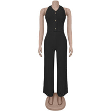 Load image into Gallery viewer, Casual halterneck top and trousers two-piece set
