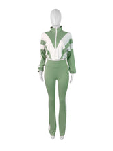 Load image into Gallery viewer, Spliced contrast color sports casual two-piece trouser suit
