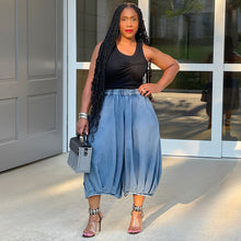 Load image into Gallery viewer, Casual jeans elastic waist straight wide leg cropped trousers AY3658
