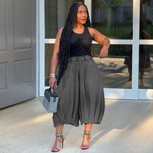 Load image into Gallery viewer, Casual jeans elastic waist straight wide leg cropped trousers AY3658
