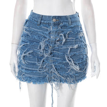 Load image into Gallery viewer, Bright tassel tight and bulletless denim short skirt half length skirt AY3060
