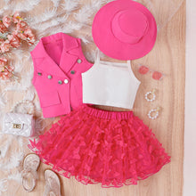 Load image into Gallery viewer, c=Children&#39;s vest, T-shirt, hat, skirt, four piece set AY3097
