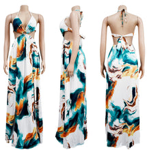 Load image into Gallery viewer, Printed chain sleeveless suspender long dress dress AY2982
