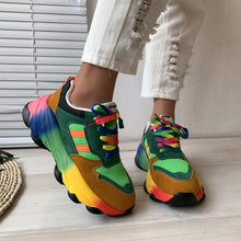 Load image into Gallery viewer, Rainbow sole lace up fly knit sneakers  HPSD288
