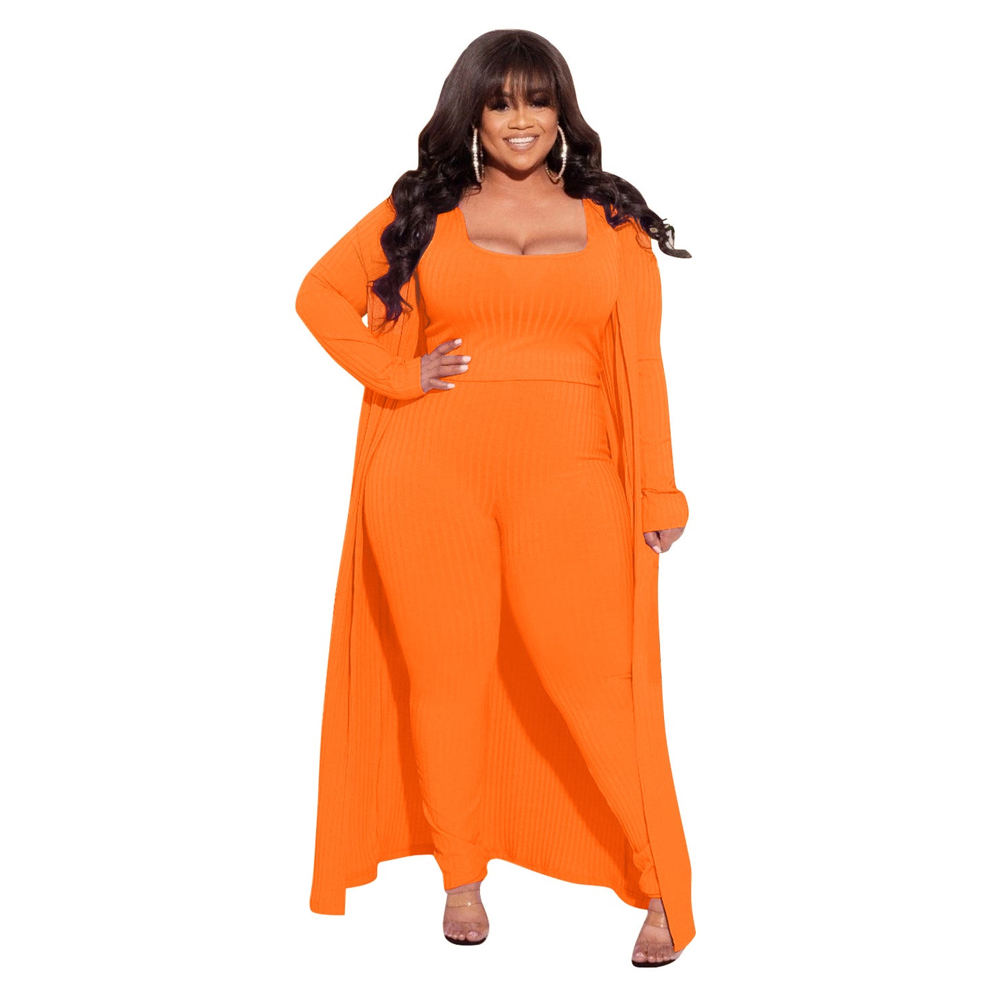 Fashion solid color pit strip three piece set AY3104