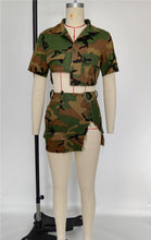 Load image into Gallery viewer, Camouflage irregular sexy short skirt set AY2863
