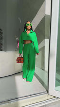 Load image into Gallery viewer, Fashion solid color short shirt wide leg pants set AY3135
