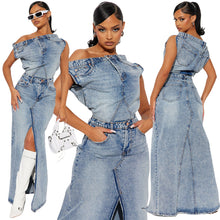 Load image into Gallery viewer, Hot selling retro denim skirt set AY3114
