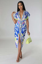 Load image into Gallery viewer, V-neck tight fitting dress with ethnic style slit and pleated positioning dress AY3007
