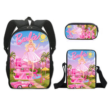 Load image into Gallery viewer, Barbie printed backpack three piece set AB2135
