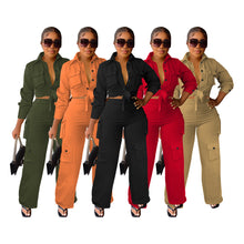 Load image into Gallery viewer, Pants work suit wide leg solid color two-piece set AY3152
