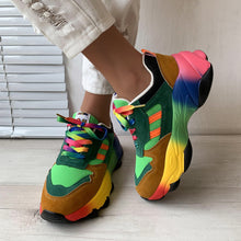 Load image into Gallery viewer, Rainbow sole lace up fly knit sneakers  HPSD288
