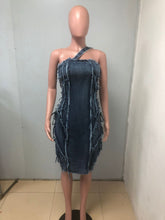 Load image into Gallery viewer, Stretch denim patchwork dress AY3094
