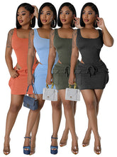 Load image into Gallery viewer, Hot selling onesies + cargo bag short skirt set AY3500

