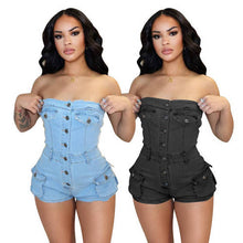 Load image into Gallery viewer, Strapless elastic jumpsuit shorts AY3469
