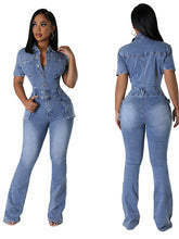 Load image into Gallery viewer, Denim jumpsuit jumpsuit flared pants AY3429
