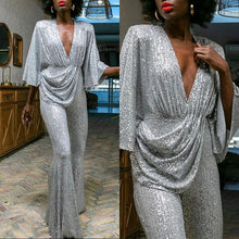 Load image into Gallery viewer, Sexy deep V sequin jumpsuit AY3335
