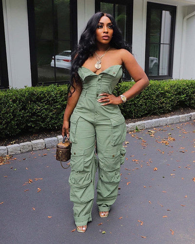 Fashionable sexy cargo jumpsuits AY3363