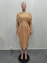 Load image into Gallery viewer, Solid color pleated drawstring dress AY3340
