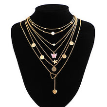 Load image into Gallery viewer, Butterfly tassel pendant with stacked necklace set AE4146
